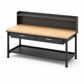 Werkbank aus Stahl mit MDF-Oberfläche Schwarz/Braun