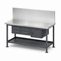 Metallwerkbank mit Edelstahlplatte und Lochplatte 120x60x85 cm
