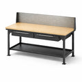 Werkbank mit MDF-Platte und Metallrahmen, Schwarz, 152 cm