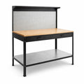 Werkbank mit Holzarbeitsplatte und Metallrahmen, Schwarz, 120 cm x 60 cm x 150 cm