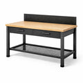 Arbeitstisch Metallrahmen Buchenholzplatte Schwarz 120x60x90cm