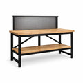 Werkbank mit Metallrahmen und Kiefernholzarbeitsplatte 150x60x92 cm