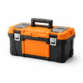Großer Werkzeugkoffer aus Kunststoff Schwarz/Orange mit Griff
