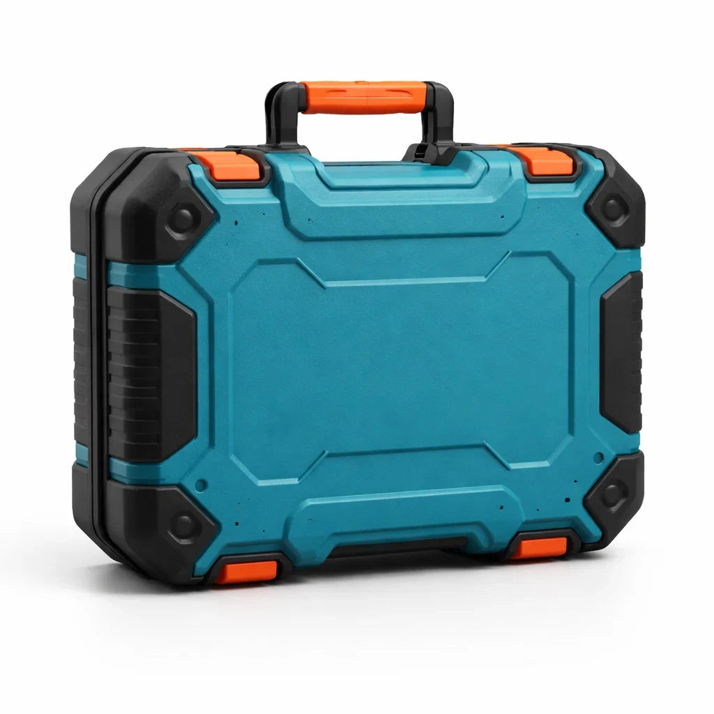 Werkzeugkoffer aus Kunststoff Blau/Orange/Schwarz