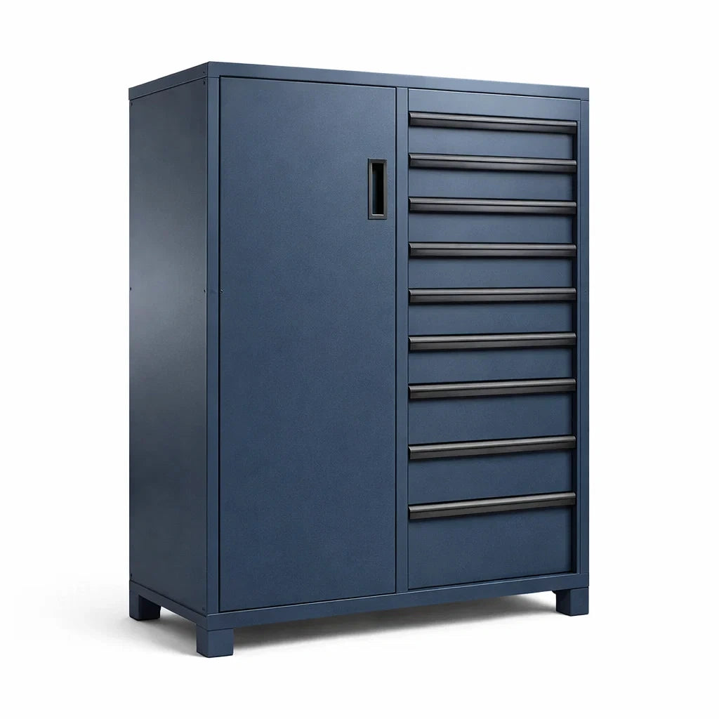 Metallschrank mit Schubladen Dunkelblau 180cm x 110cm x 45cm