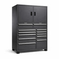 Stahlschrank mit Schubladen und Türen, Schwarz, 180x100x50 cm