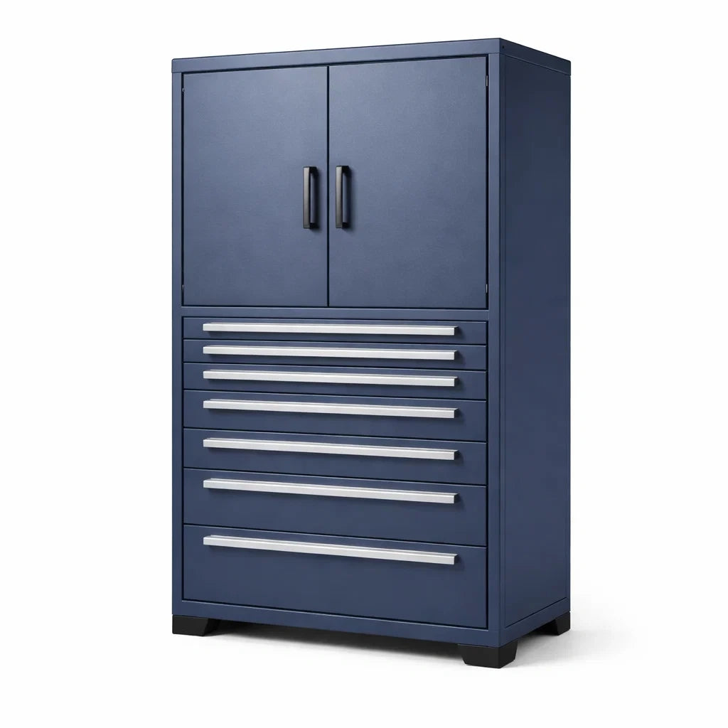 Metallschrank mit Schubladen und Türen Blau 180x90x40cm