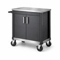Mobiler Schrank aus Edelstahl und Stahl Schwarz 90cm