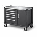 Werkzeugwagen aus Metall mit 6 Schubladen und Schrank, Schwarz