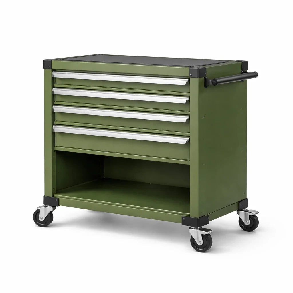 Stahl Werkzeugwagen mit 4 Schubladen, Grün, 85 cm