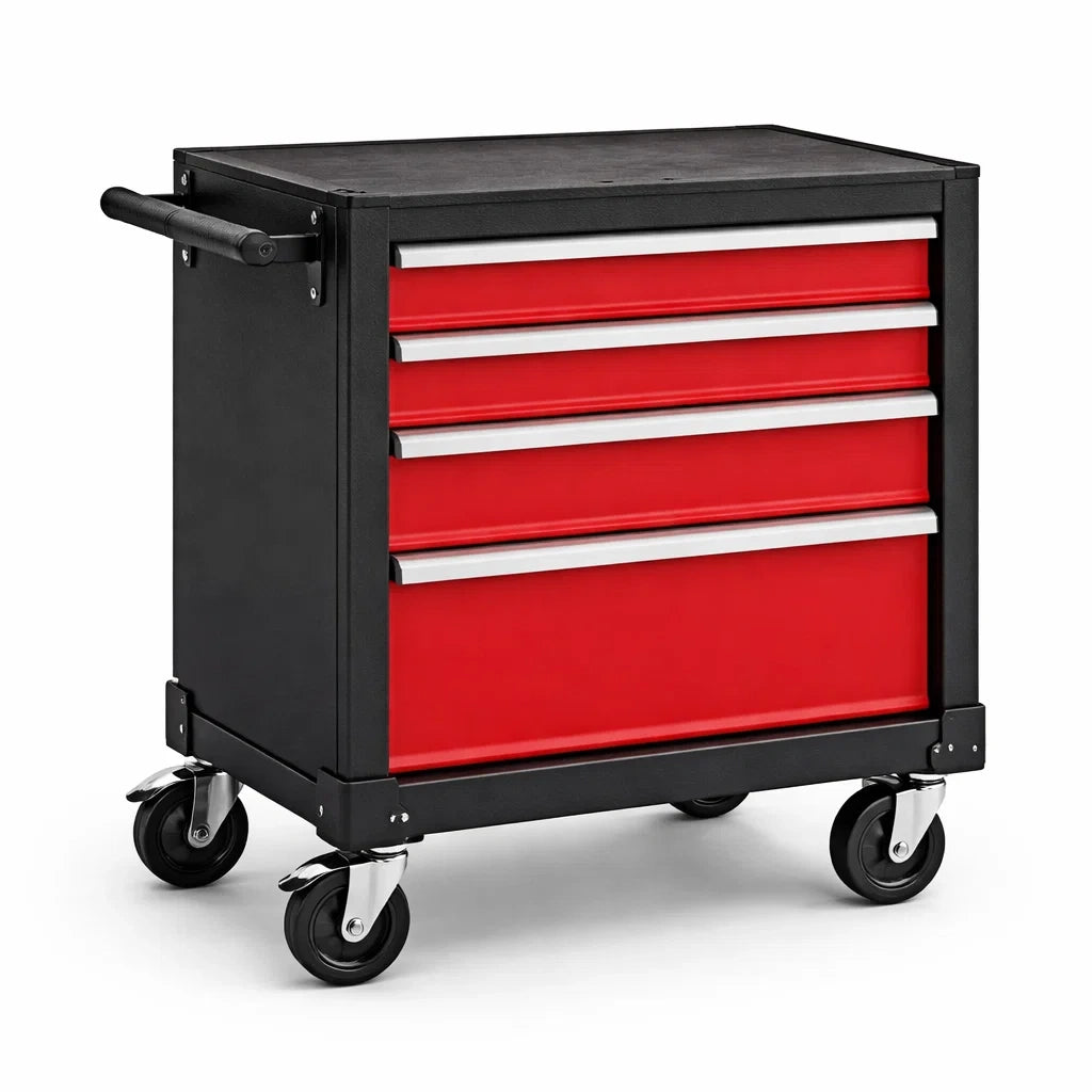 Metall Werkzeugwagen mit 5 Schubladen Rot/Schwarz