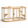 Holz-Katzengehege mit Metallnetz 120x60x80cm Hellbraun