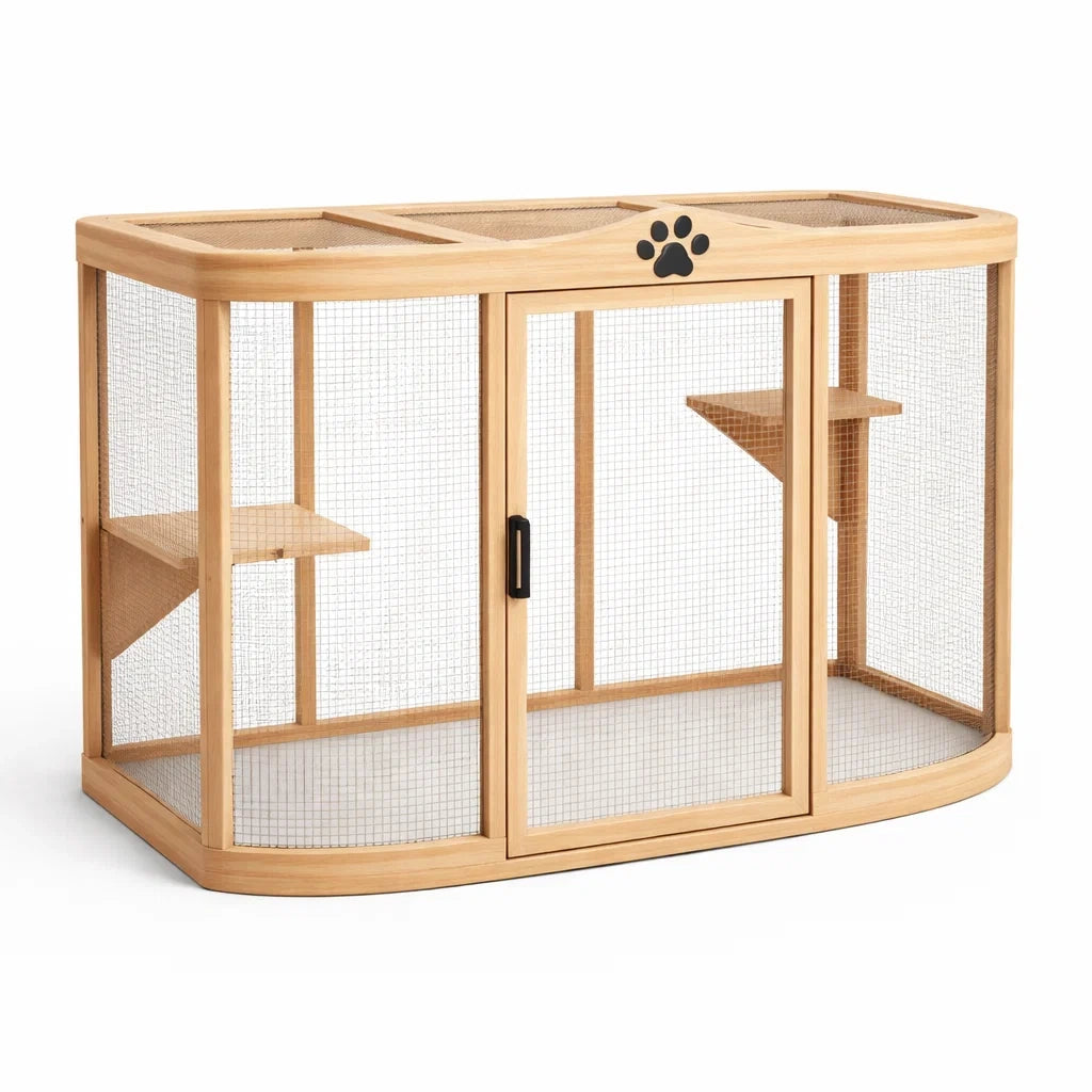 Holz-Katzengehege mit Plattformen 120x60x75 cm