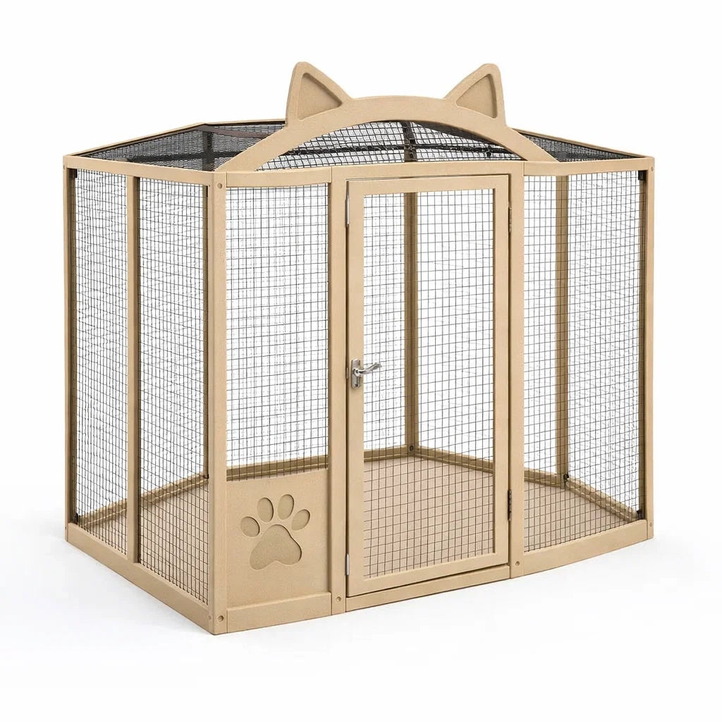Katzengehege Metall Beige 120x120x150 cm