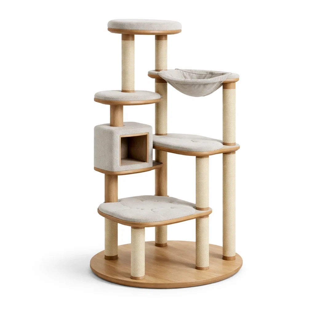 Katzenbaum Holz Sisal Beige 140cm