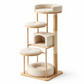 Katzen-Kletterbaum aus Holz und Leinen, Beige
