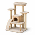 Katzenkratzbaum aus Holz, Sisal und Plüsch in Beige