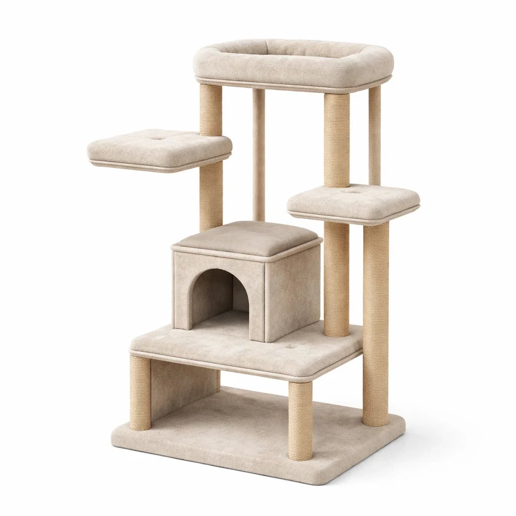 Katzenkratzbaum Spanplatte Sisal Beige 60x40x120cm
