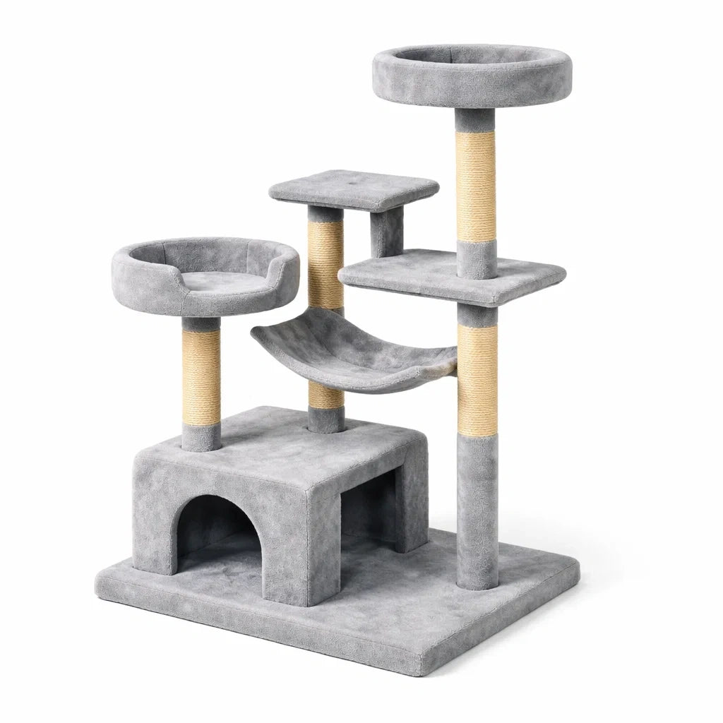 Katzenkratzbaum MDF Jute Grau 142cm