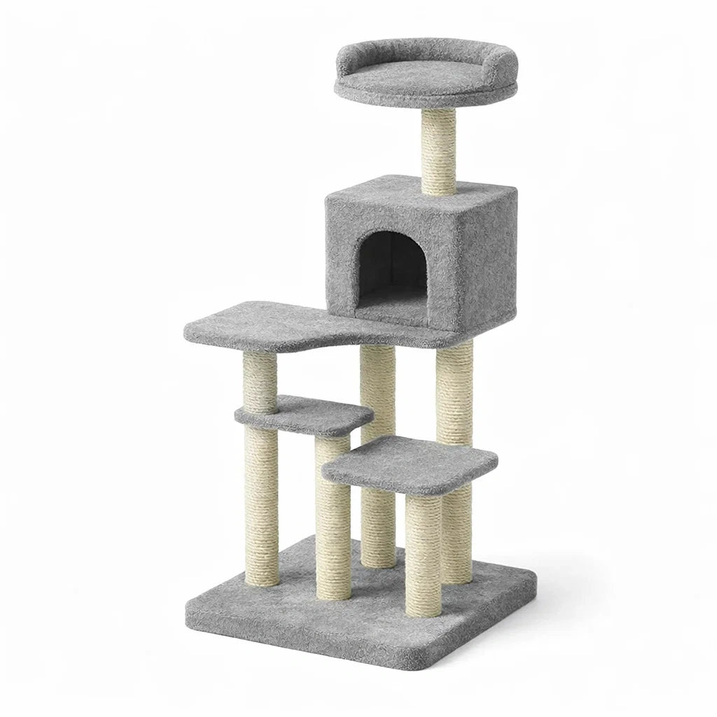 Kratzbaum aus Sisal und Polyester Grau 137 cm