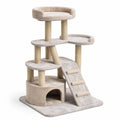 Katzenbaum Kratzbaum MDF Beige mit Höhle und Leiter 120 cm
