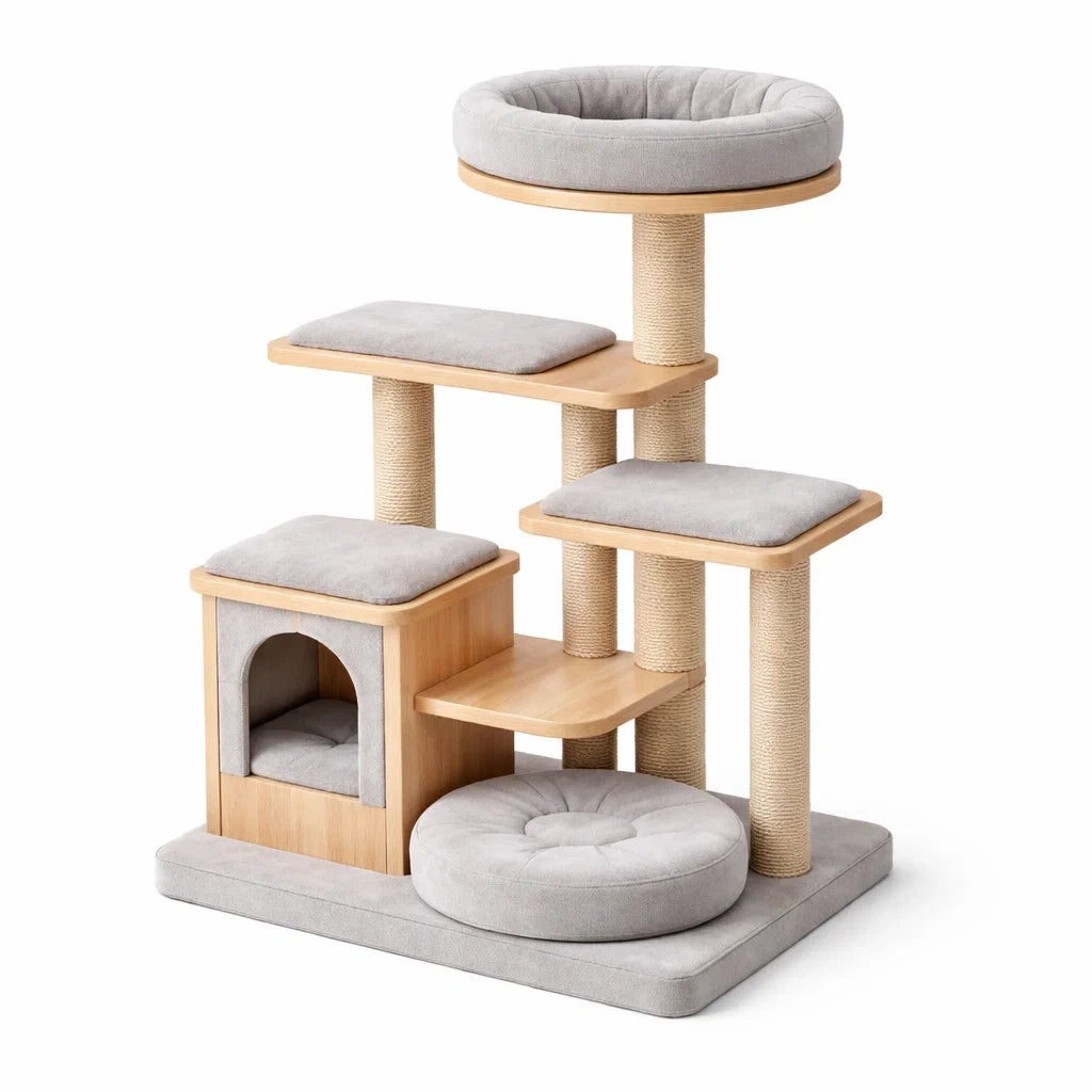 Katzenbaum Holz Grau 100x60x45cm