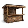Holzverkaufsstand mit Reetdach, Kiefernholz