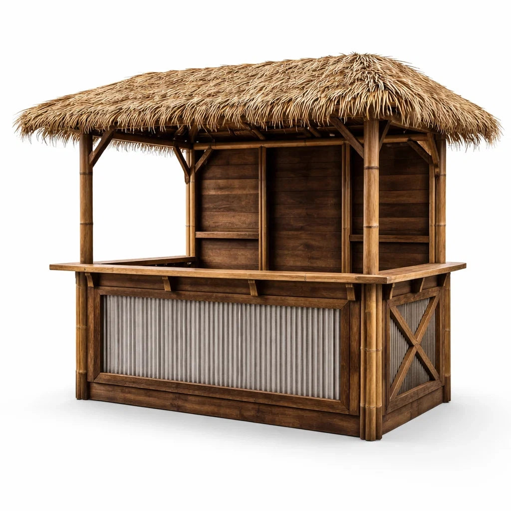 Bambus Bar Tresen mit Strohdach 200x100x220 cm