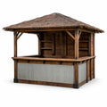 Holz- und Metall-Gartenbar mit Strohdach