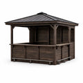 Holzpavillon mit verzinktem Metalldach Dunkelbraun