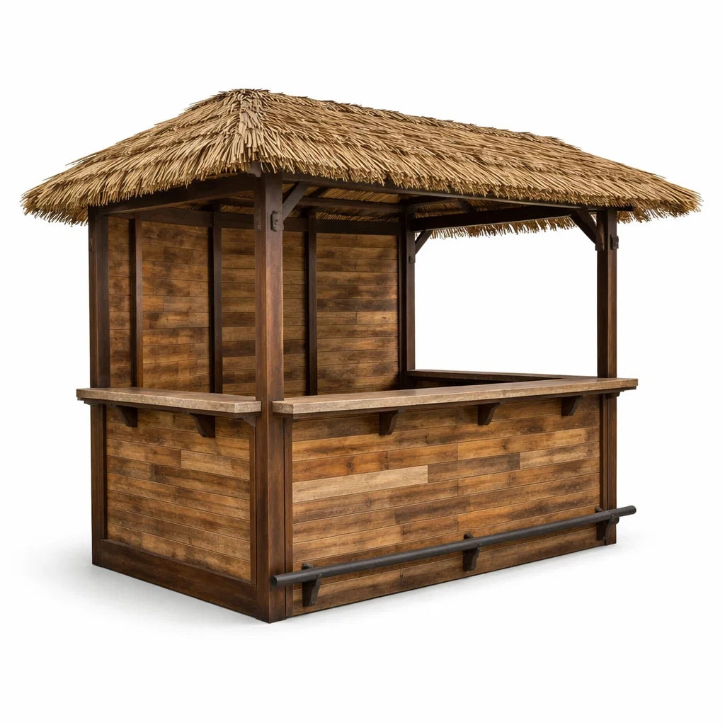 Holz Tiki Bar mit Strohdach