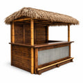 Gartenbar aus Holz und Bambus mit Strohdach 200x100x220 cm