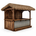 Holz Tiki Bar aus Kiefernholz und Metall mit Strohdach 200x150x220cm