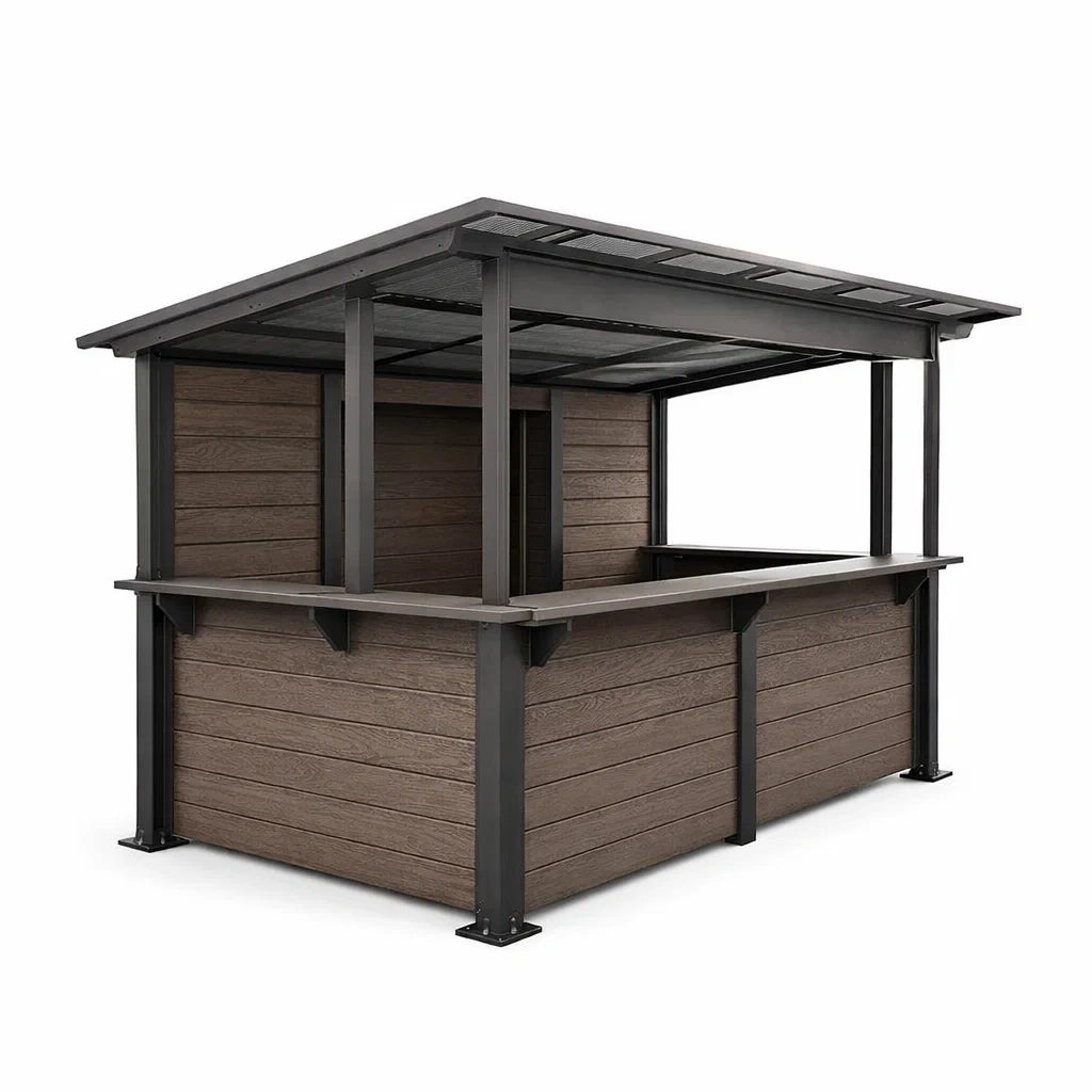Gartenbar Holzoptik Metallrahmen Braun 220x150x120cm