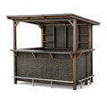 Outdoor-Bar mit Teakholzrahmen und Rattan-Geflecht in Braun