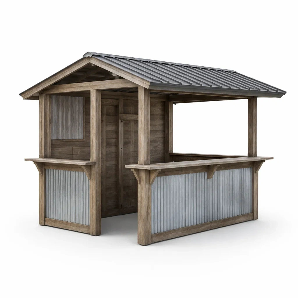Gartenbar aus Massivholz und Verzinktem Wellblech 200x150x220 cm