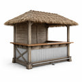Tiki Bar Theke aus Holz mit Palmstrohdach 200x100x220 cm