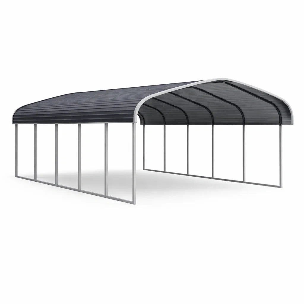 Metall Autounterstand mit Polycarbonatdach Grau