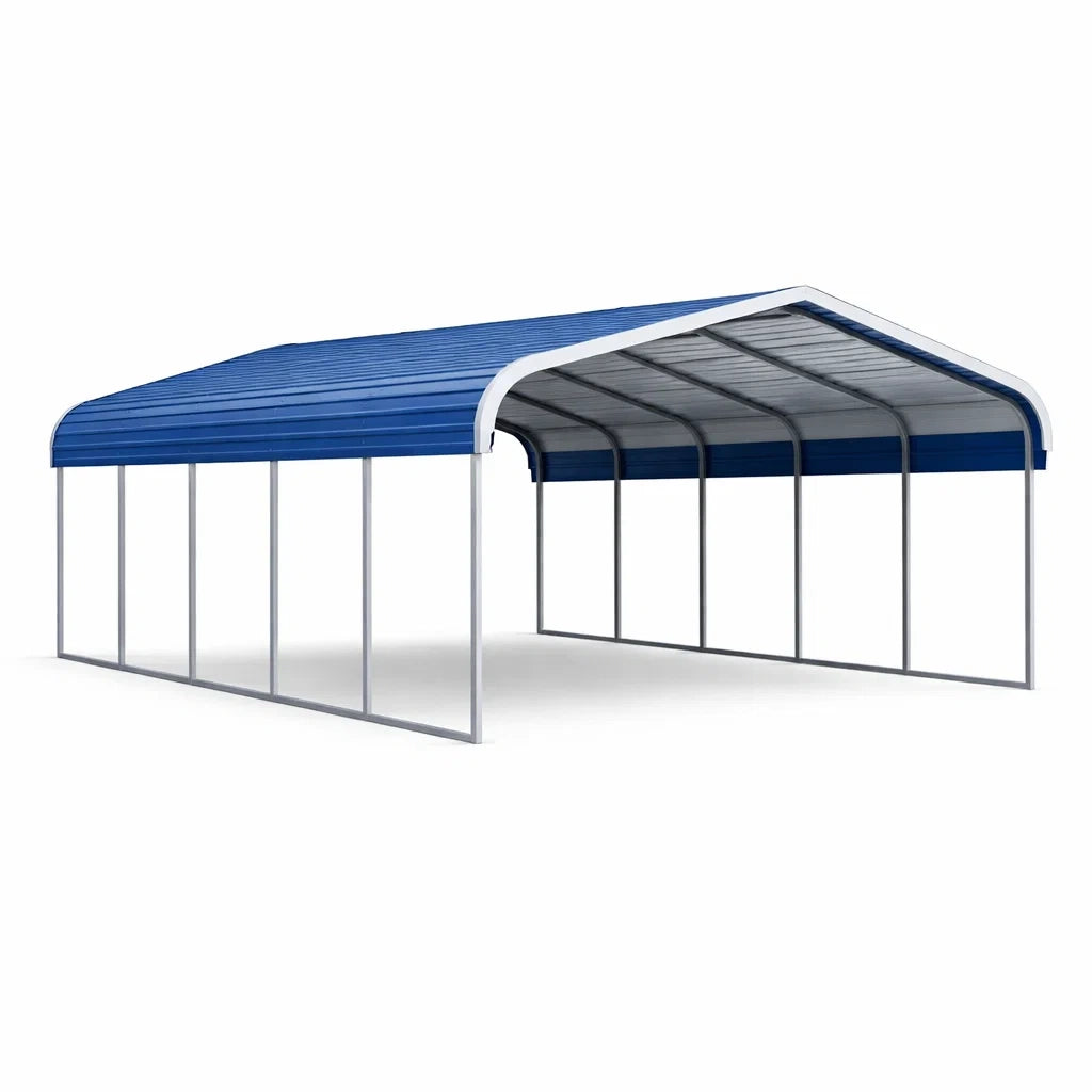 Stahl Carport Überdachung Blau 6x3m