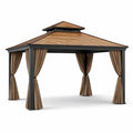 Gartenpavillon Aluminium Polycarbonat Dach Schwarz Braun