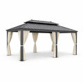 Aluminium Pavillon mit Doppeldach und Polyester-Vorhängen 400x300 cm