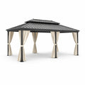 Pavillon Aluminiumrahmen Doppelstegdach Beige Vorhänge 4x3m