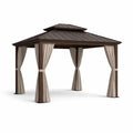 Holz Gartenpavillon mit Polyester Vorhängen 3x3m