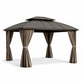 Gartenpavillon Aluminium Pulver-Schwarzstahl Braun 3x4m