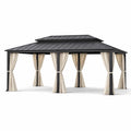 Pavillon aus Stahl mit Polyester-Vorhängen, Schwarz