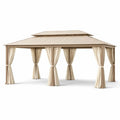 Pavillon aus Aluminium mit Polyester Vorhängen Beige 360x300x270 cm