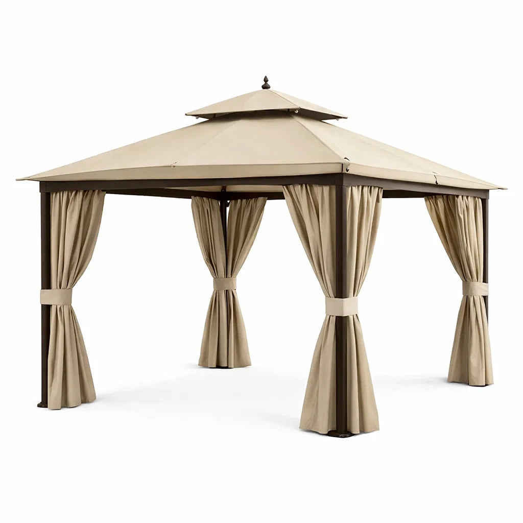 Gartenpavillon Stahl Polyesterdach Beige 3x3m