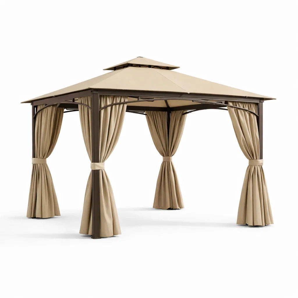 Pavillon Aluminium 3x3m mit Polyesterstoff Beige